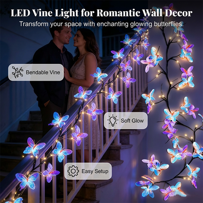 LED světla ve tvaru motýla – flexibilní design o délce 1,6 m, 8 dynamických režimů. Jemné teplé světlo, energeticky úsporné. Obtočte nábytek nebo vytvořte nástěnné umění. Rozmarný dotek do každé místnosti.