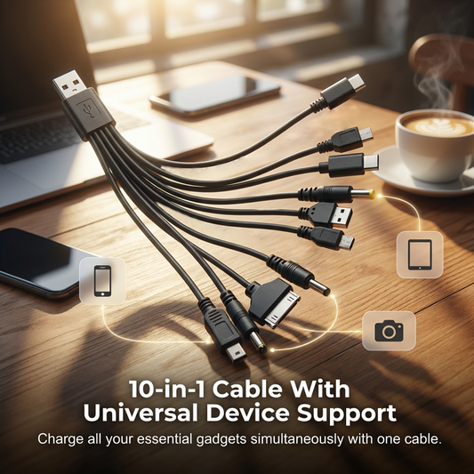 Univerzální nabíjecí kabel USB 10 v 1 – rychlý, všestranný a ideální pro všechna zařízení