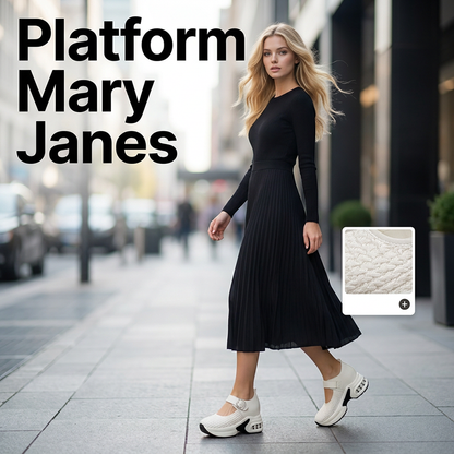 Prodyšné tkané platformové Mary Janes