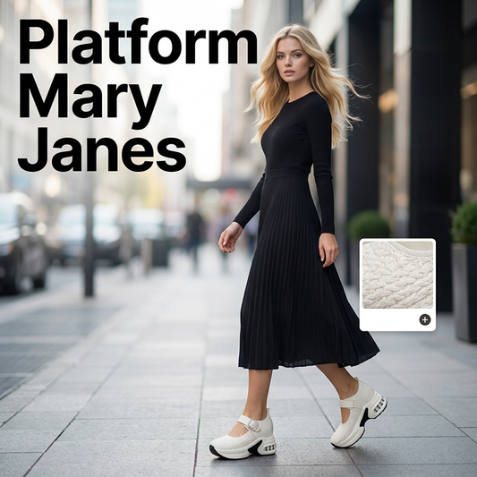 Prodyšné tkané platformové Mary Janes