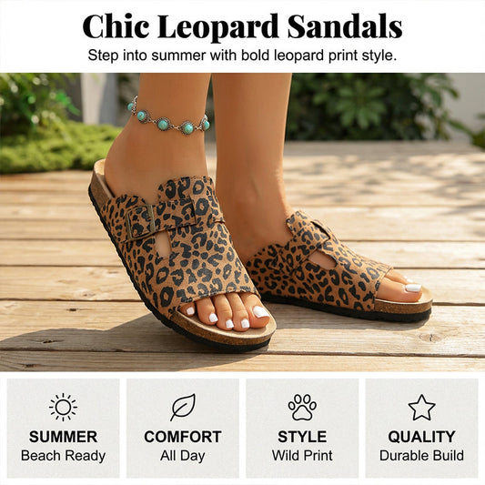 Leopard Print Platform Slippers – Přezka, 3cm podpatek, protiskluzová