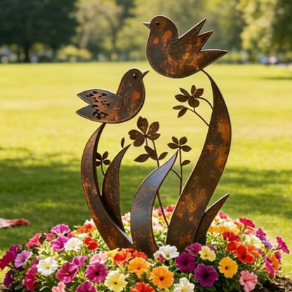 Rustic Bird & Flower Kovová Zahradní Tyč