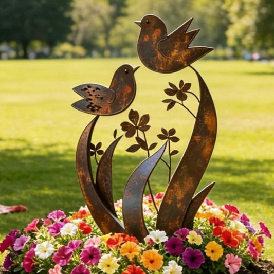 Rustic Bird & Flower Kovová Zahradní Tyč