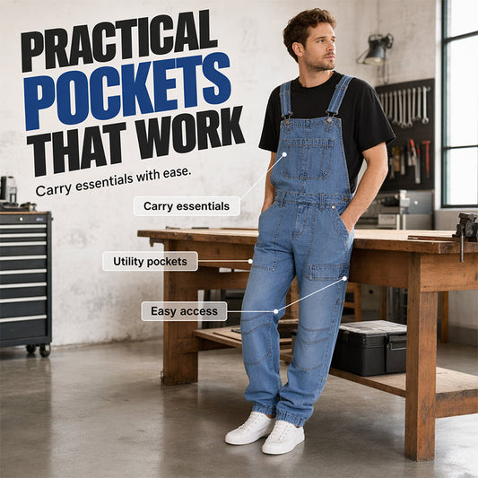 👖 Klassisk denimoverall för män med justerbara remmar – Klassisk arbetsstil med maximal komfort 🔥