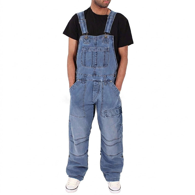 👖 Klassisk denimoverall för män med justerbara remmar – Klassisk arbetsstil med maximal komfort 🔥-11