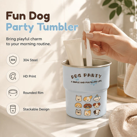 Ústní voda z nerezové oceli Cute Dog Party pro páry
