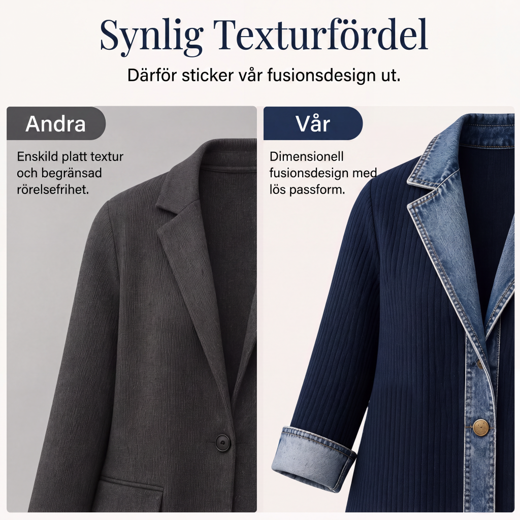 🧥Elegant ribbstickad kappa för dam med jeansdetaljer-8