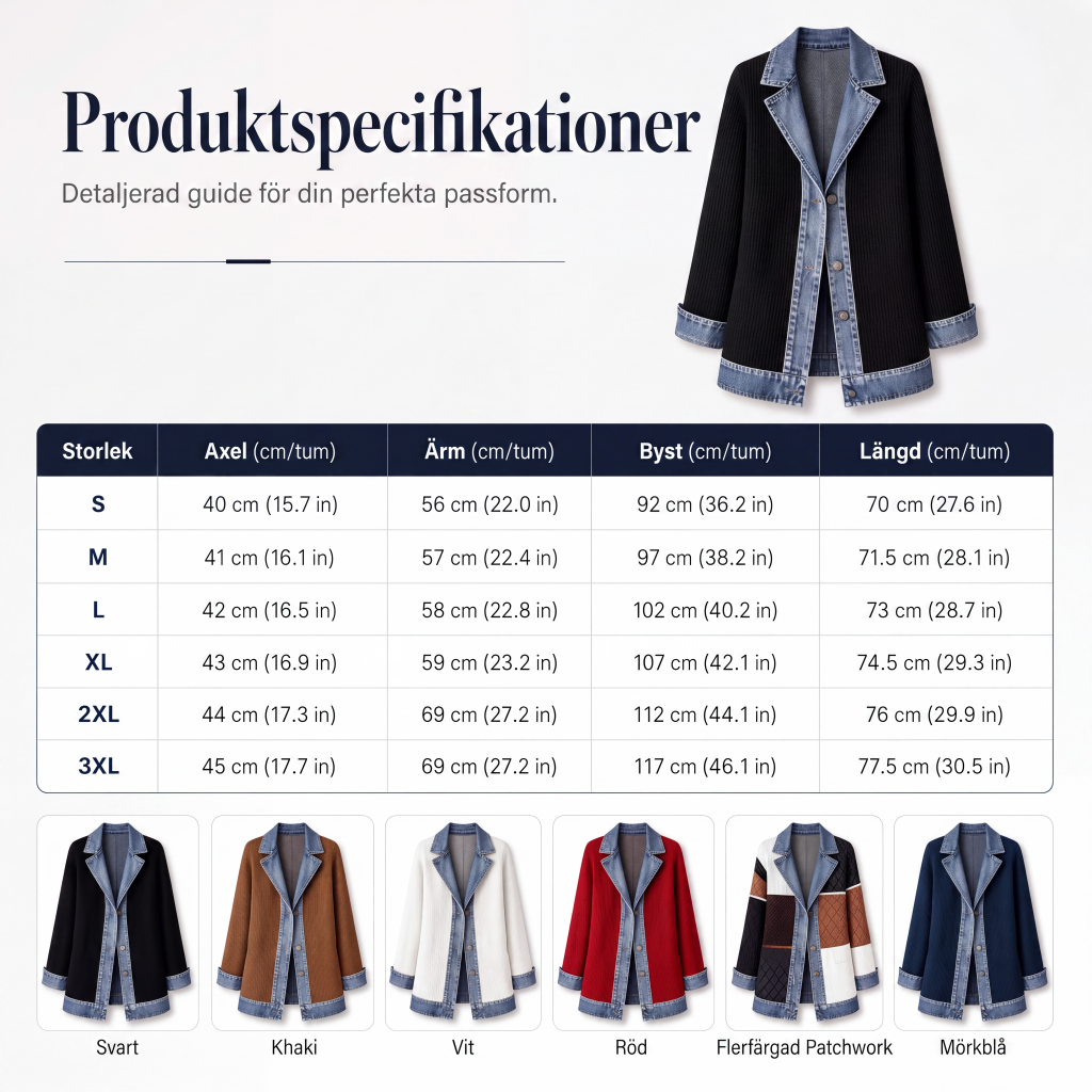 🧥Elegant ribbstickad kappa för dam med jeansdetaljer-9