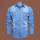 Nyhet✨Herr ledig långärmad denimskjorta-5