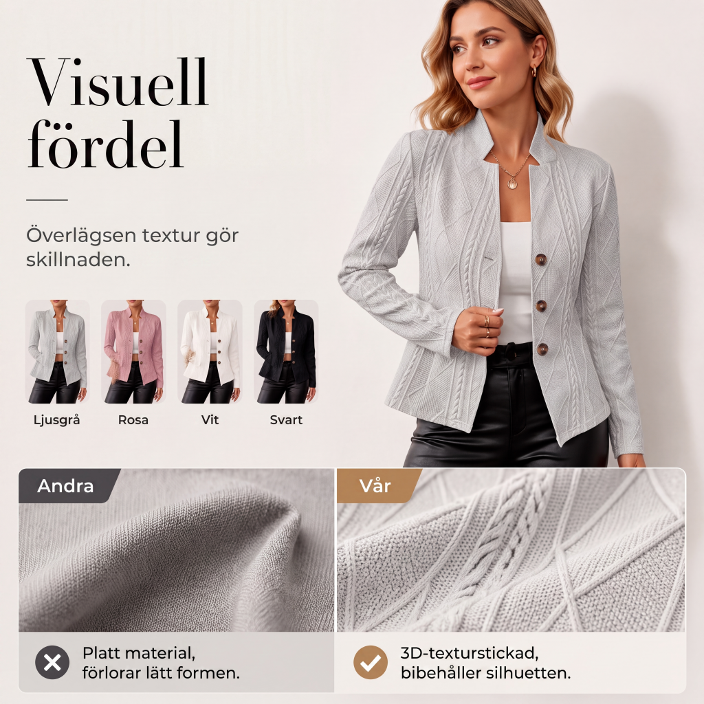 Bästsäljare🔥 🧥 Texturerad kavaj med stående krage – smal passform för en modern silhuett-6