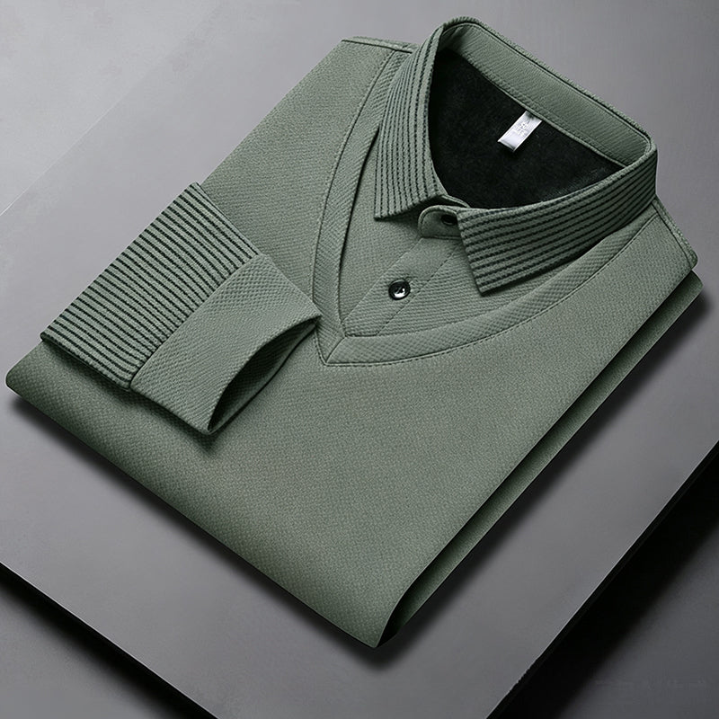 Nya ankomster📦|Herrtopp i falsk tvådelad design med långa ärmar-9