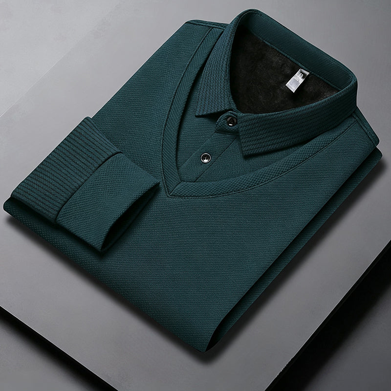 Nya ankomster📦|Herrtopp i falsk tvådelad design med långa ärmar-12