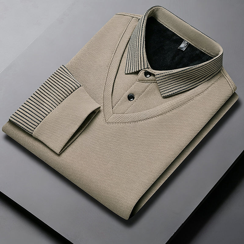 Nya ankomster📦|Herrtopp i falsk tvådelad design med långa ärmar-10