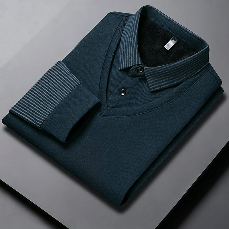 Nya ankomster📦|Herrtopp i falsk tvådelad design med långa ärmar-13