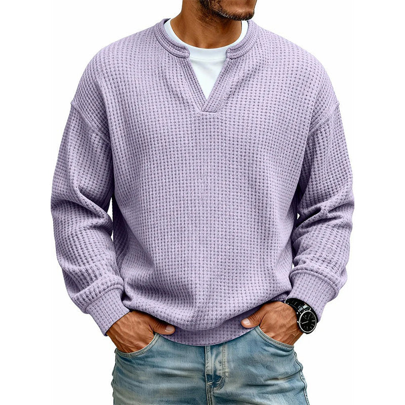 🔥50 % rabatt! |👕 Strukturerad waffeltröja för män-17
