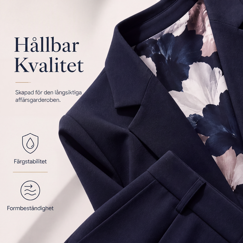 Nyhet✨ 🌸 Konstnärlig kavaj med matchande byxor – professionell stil med mjuk blomsterdetalj-7