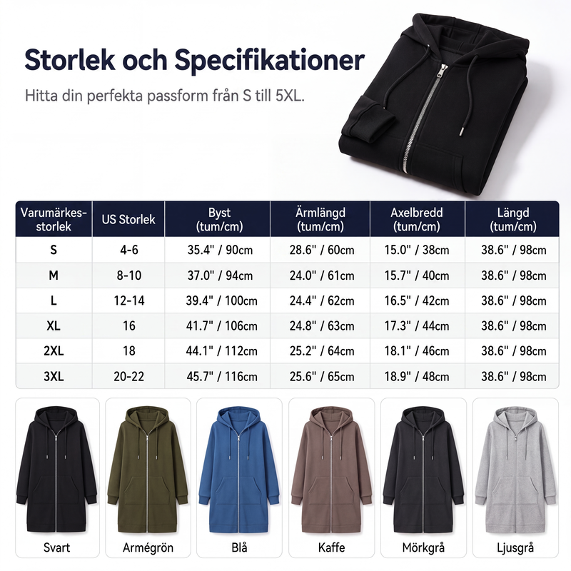 🧥Medellång huvtröja för kvinnor, ledig kofta med dragkedja och fickor-5