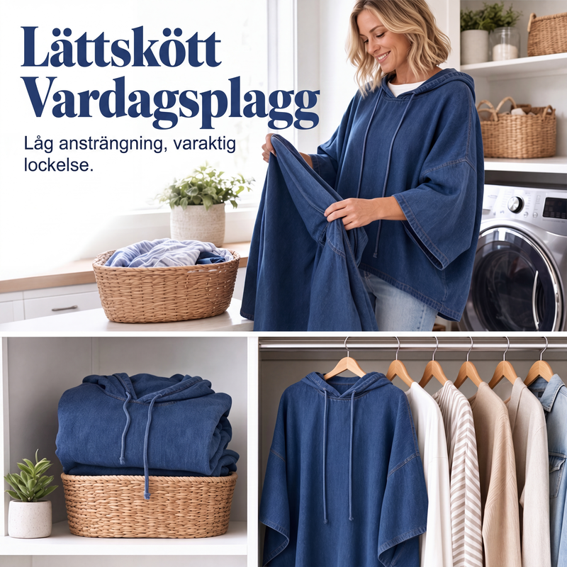 Nya ankomster📦Damavslappnad luvtröja i denim med lös passform-6