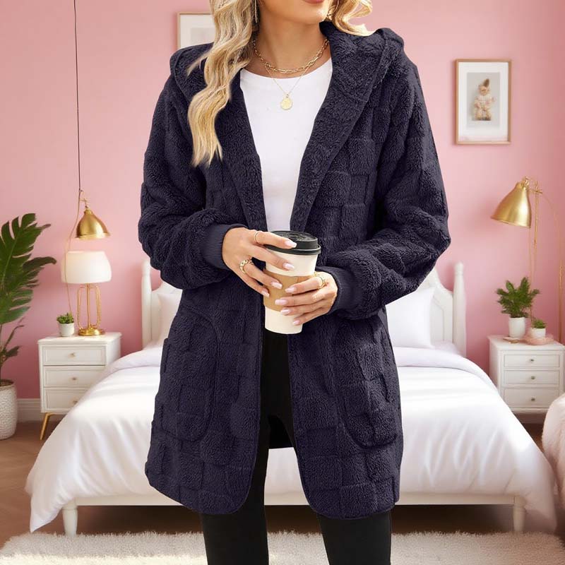 🔥50 % RABATT IDAG! 🌸Damernas Fluffiga Kofta med Huva – Mjuk Stickad Cardigan för Höst & Vinter-2