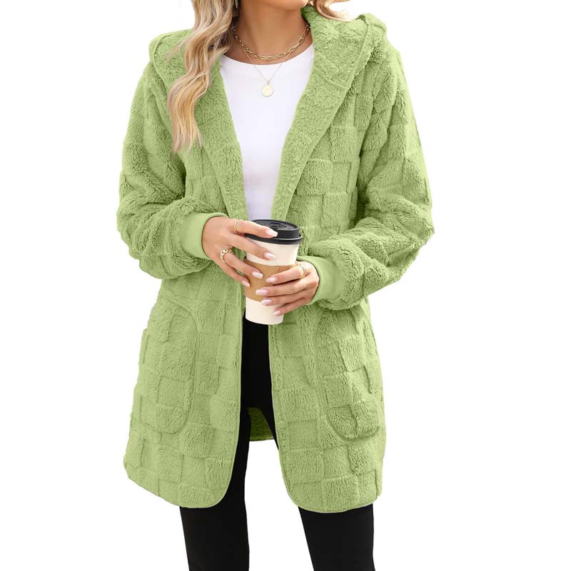 🔥50 % RABATT IDAG! 🌸Damernas Fluffiga Kofta med Huva – Mjuk Stickad Cardigan för Höst & Vinter-14