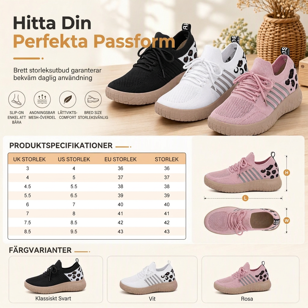 Kvinnor Slip-on Loafers Lätta Andas Sommar Casual Platt Skor Plusstorlek-7