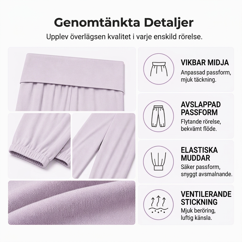 Damveckade byxor med omlottmidja och muddade kanter-1