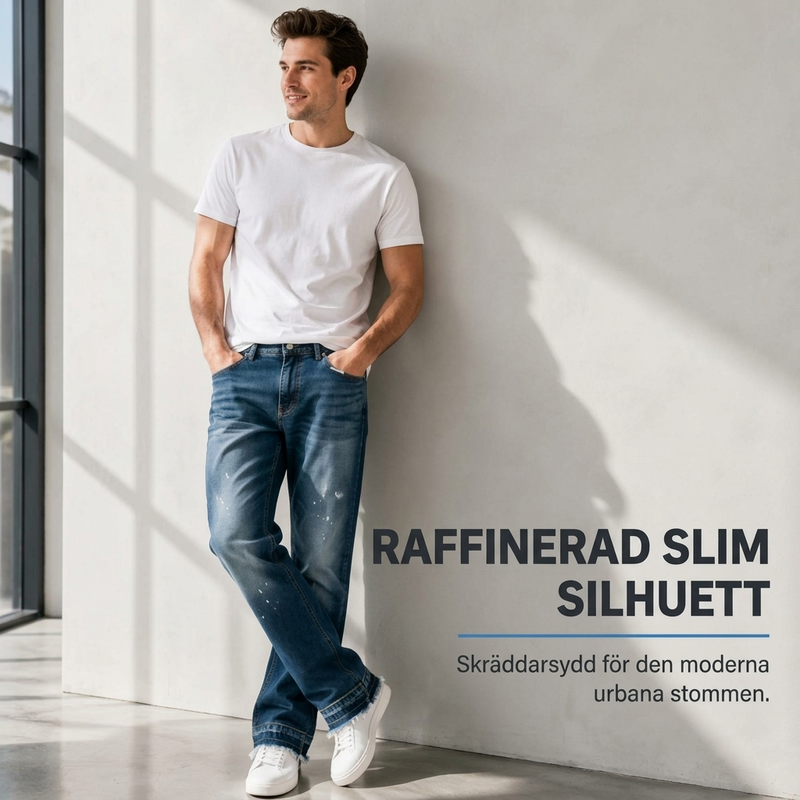 Jeans för män i urban streetstyle med färgstänk och sliten look-5
