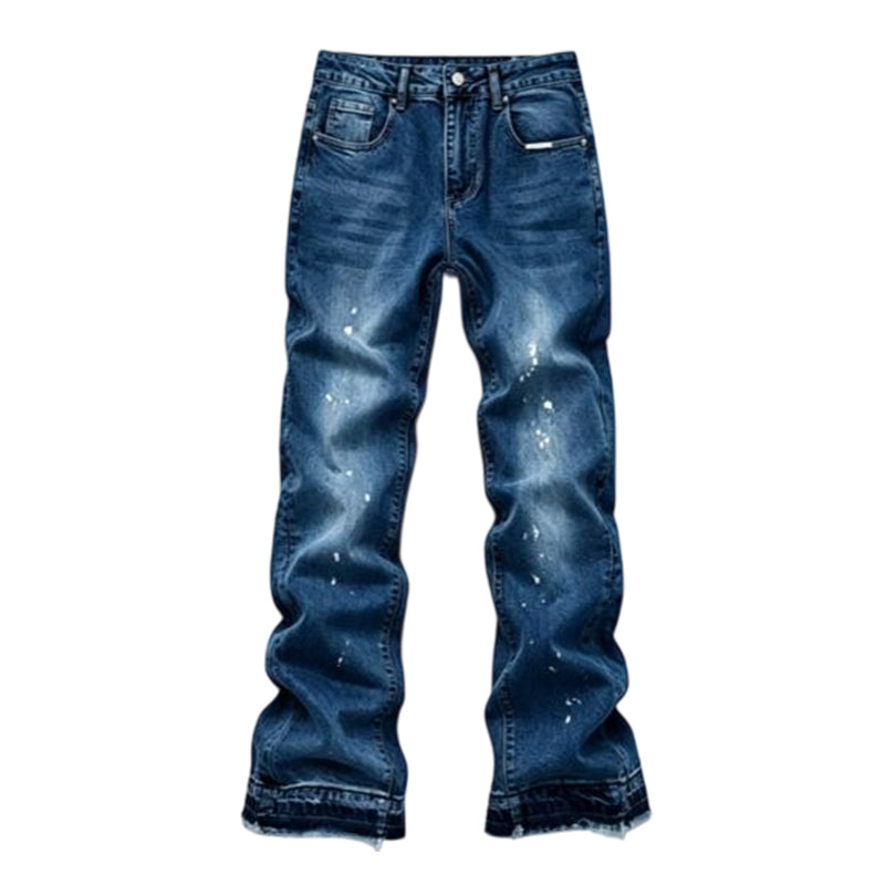 Jeans för män i urban streetstyle med färgstänk och sliten look-10
