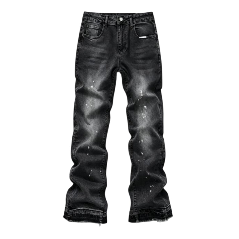 Jeans för män i urban streetstyle med färgstänk och sliten look-11