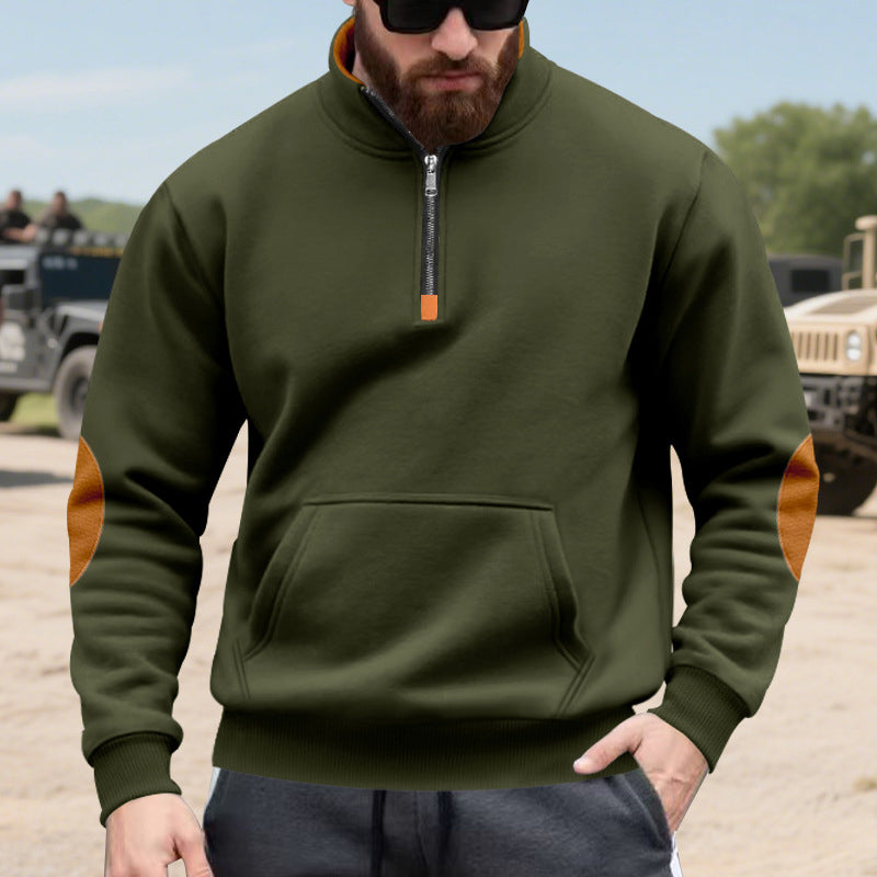 Mäns sweatshirt med ståkrage och halv dragkedja-13