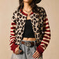 Tidlös Stickad Cardigan Dam – Mjuk Kofta med Elegant Leopardmönster-1