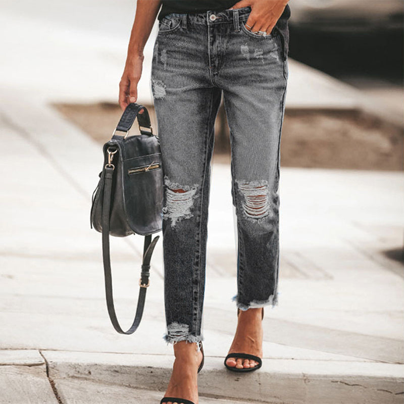👖✨ Kvinnors slitna, trasiga jeans i retrostil – vintage-stil, bekväm passform och en avslappnad look med mycket personlighet-10