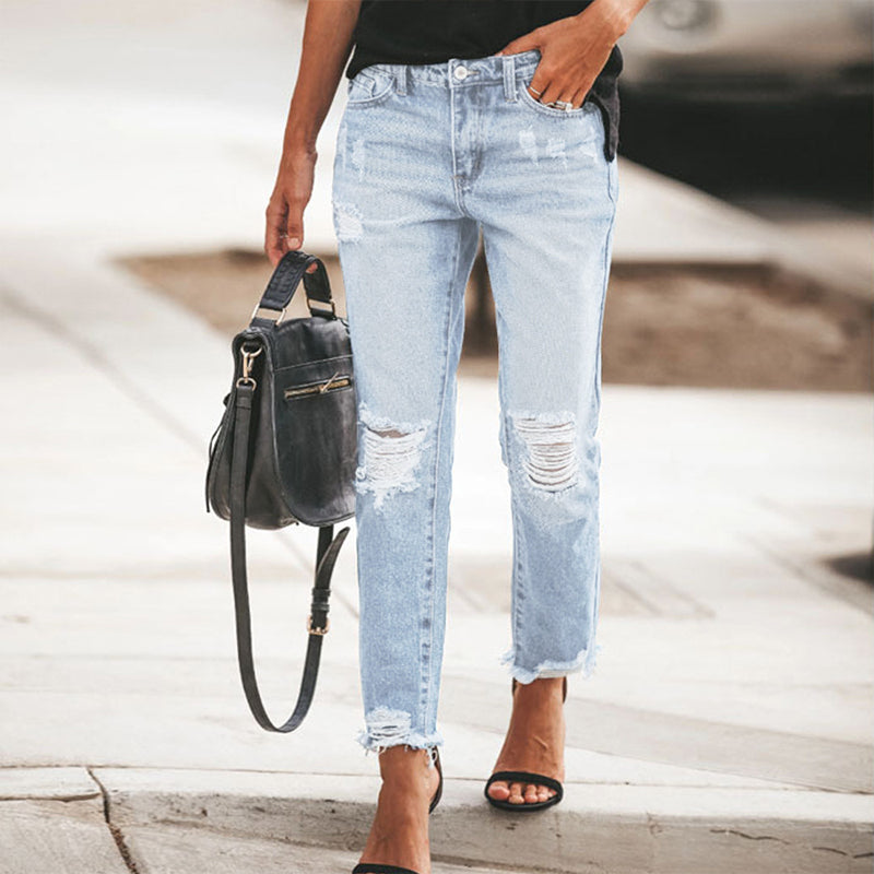👖✨ Kvinnors slitna, trasiga jeans i retrostil – vintage-stil, bekväm passform och en avslappnad look med mycket personlighet-11