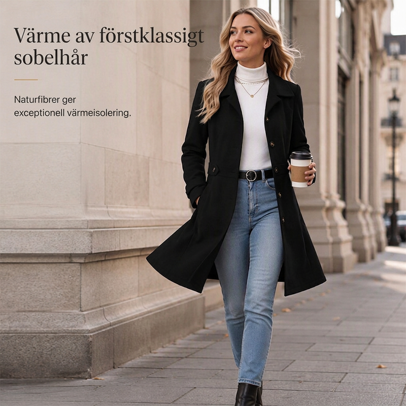 Damens elegant enkelknäppt smal kappa-1