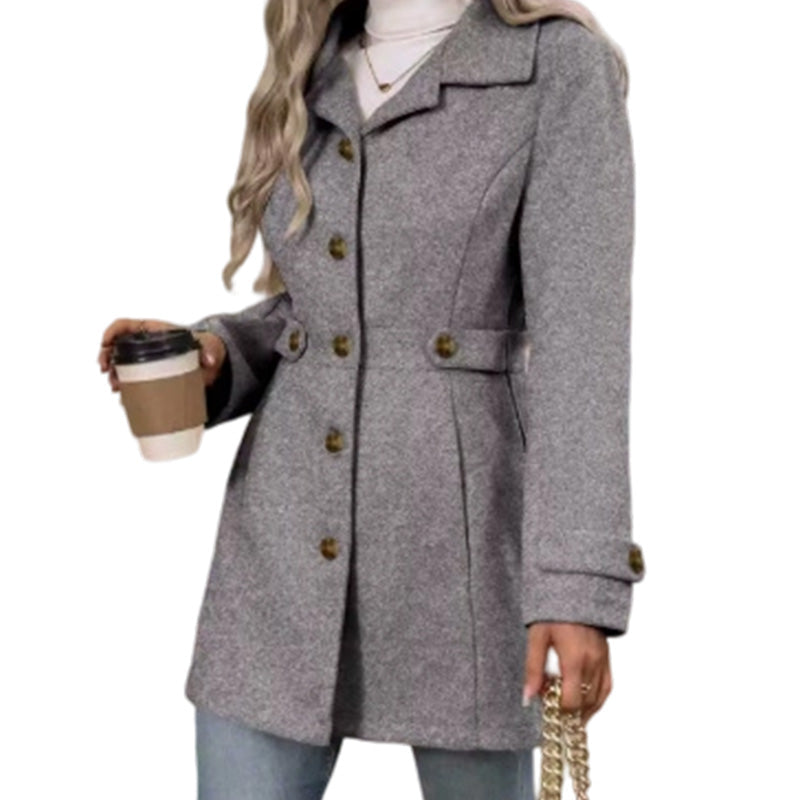Damens elegant enkelknäppt smal kappa-14