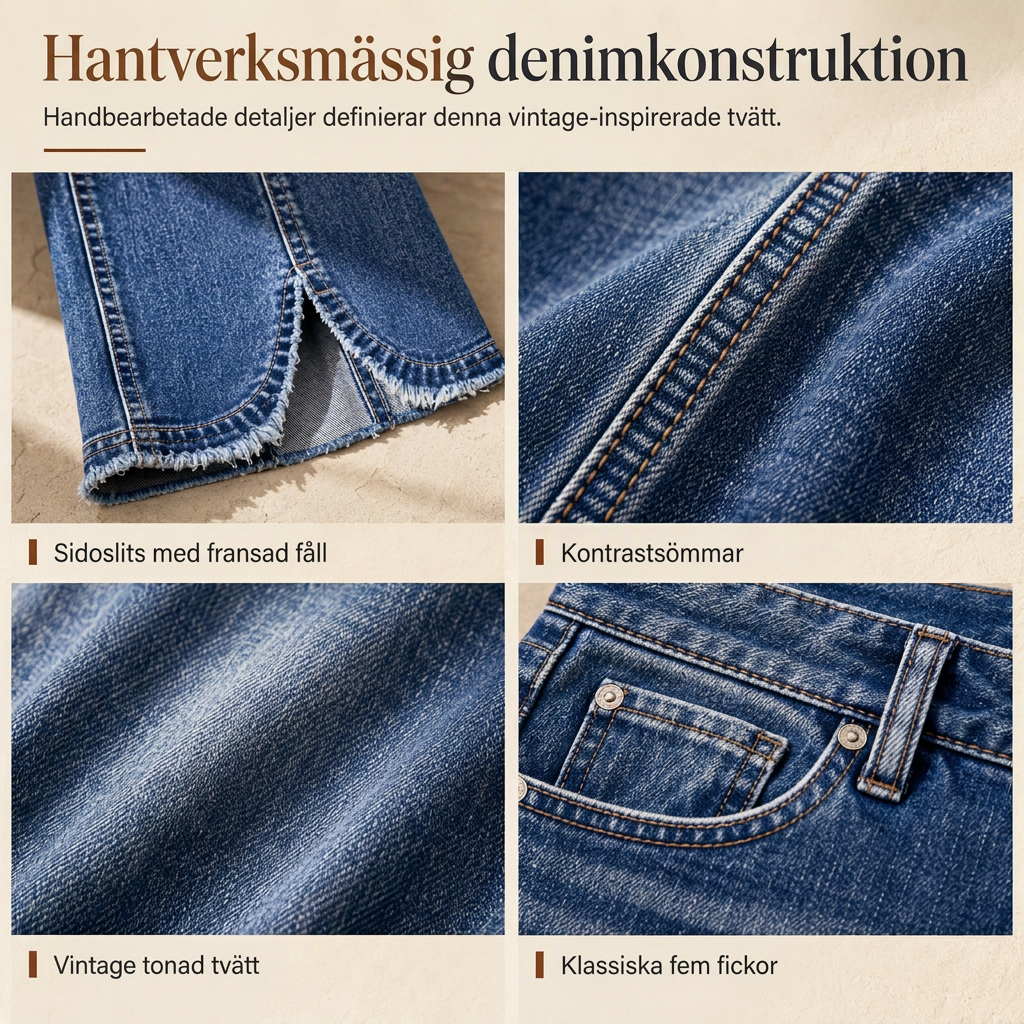 🚚 Fri frakt på just den här produkten!  📢📢50 % rabatt!!! 🎉✨ Retro-jeans med hög midja för damer, i denim-5