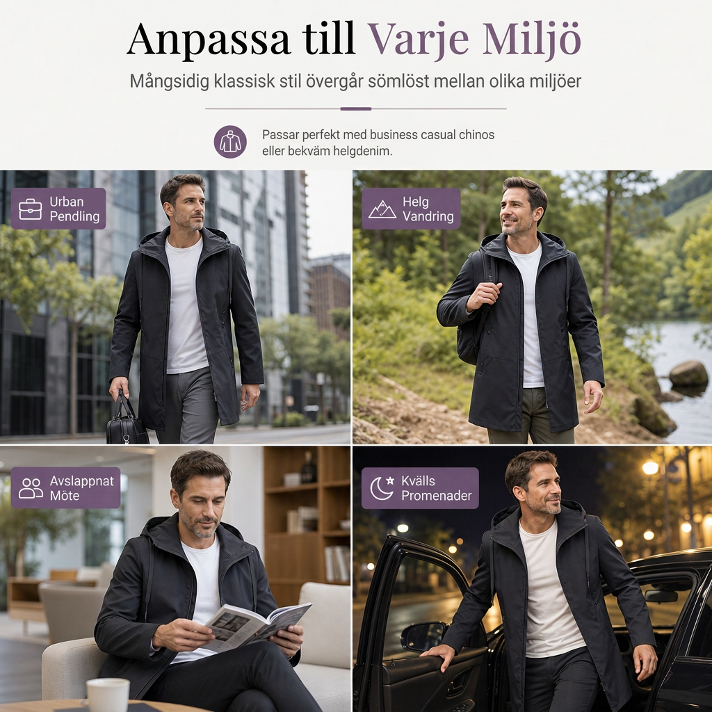 Fri frakt✈️🧥Herrjacka med huva, slim fit vindtät kappa-6