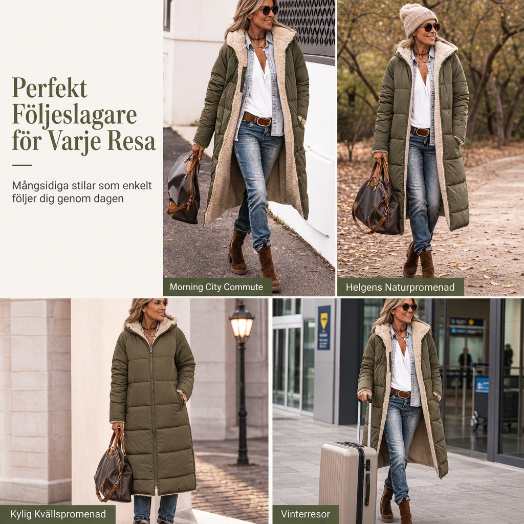 🛍️Dam Vändbar Vadderad Jacka med Huva – 2-i-1 Höst & Vinterjacka-6