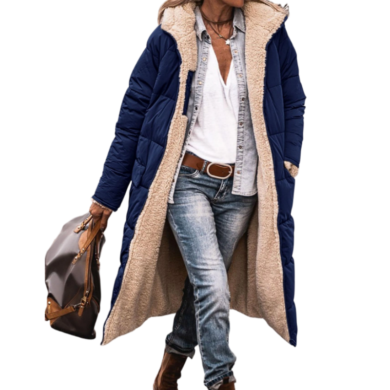 🛍️Dam Vändbar Vadderad Jacka med Huva – 2-i-1 Höst & Vinterjacka-11