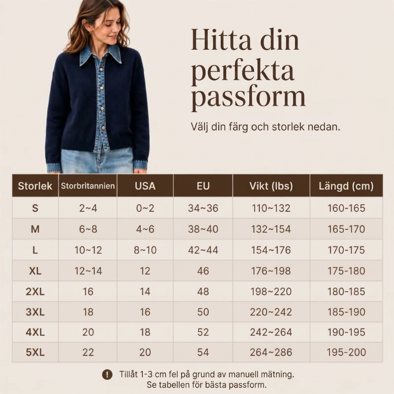 Damstickad tröja i falsk 2-delad design med denimgrage-5