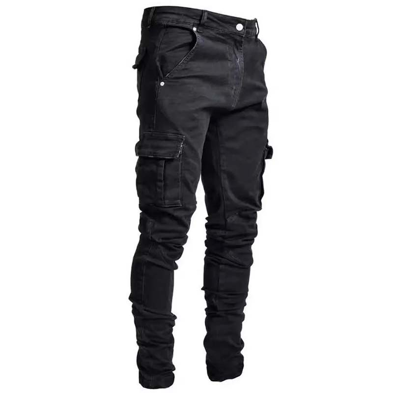 👖 50% rabatt💪Cargobyxor i denim för män-11