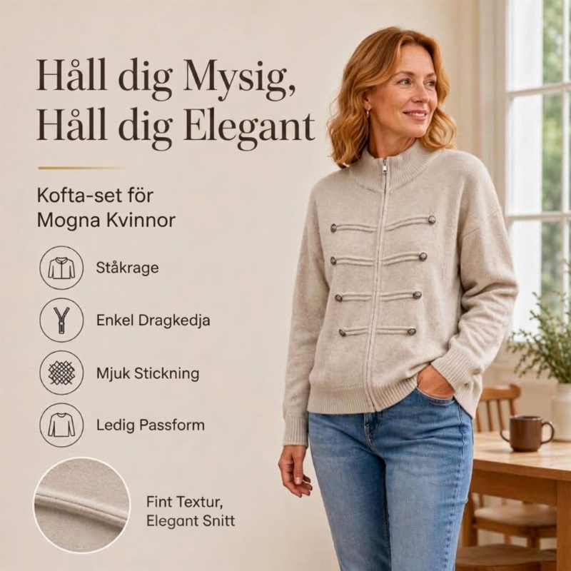 ⏳ Het erbjudande! |Bekväm stickad jacka med hög krage – värme och stil för kyligare dagar-1