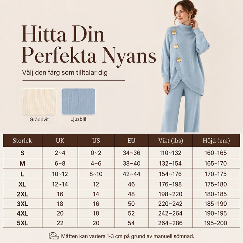 🛍️ Specialerbjudande ✨ Elegant set med damtröja med hög hals och byxor med vida ben – bekväm passform och elegant look-5