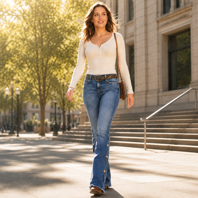 Nya ankomster📦  Klassiska högmidjade jeans med designertouch – stretchig kvalitet för rörelsefrihet-2