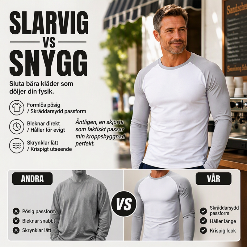 Långärmad raglan-t-shirt för män med färgblockdesign-2