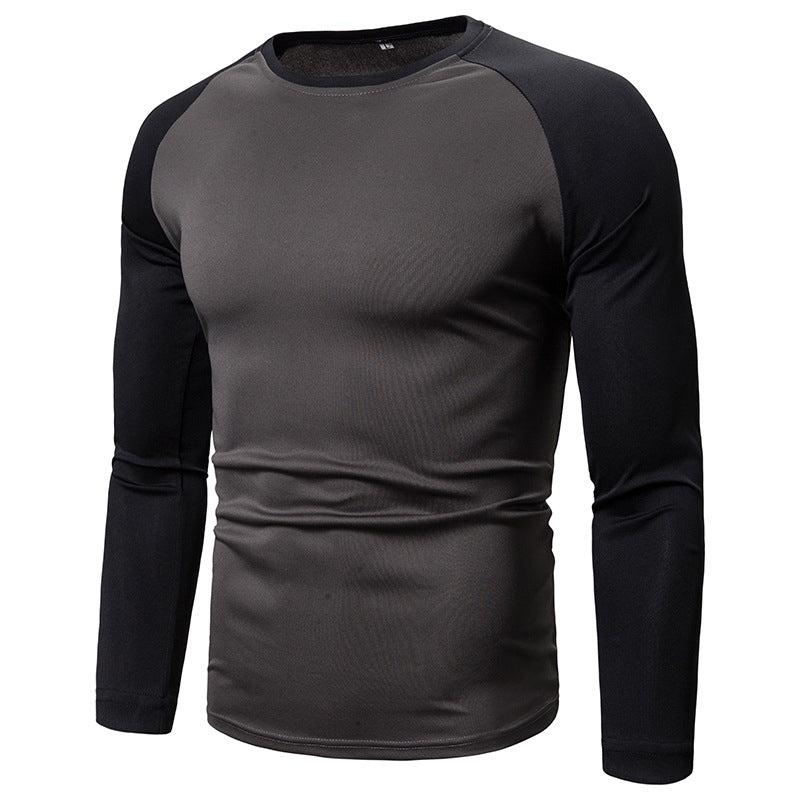 Långärmad raglan-t-shirt för män med färgblockdesign-13