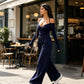 Elegant djup V-ringad jumpsuit med halterneck för kvinnor-5