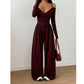 Elegant djup V-ringad jumpsuit med halterneck för kvinnor-9