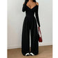 Elegant djup V-ringad jumpsuit med halterneck för kvinnor-12