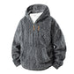Herrfodrad sherpajacka med halv dragkedja och huva, texturerad design-12